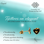 Goudkleurige hartjes oorbellen met zwart emaille - oor6075 - Oorbellen kopen# - 6mm - alles - cadeau