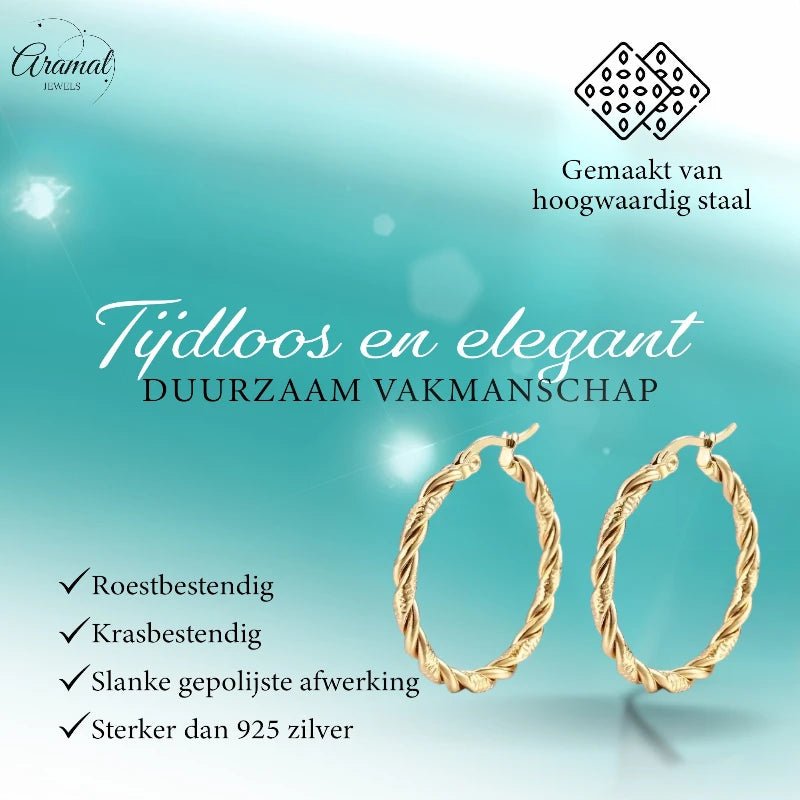 Goudkleurige Hoepel Oorringen 30mm - RVS - Elegant & Trendy - oor6238 - 22960 - Oorbellen kopen# - Goudkleur - 30mm - alles