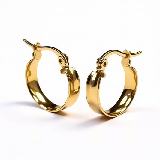 Goudkleurige Hoops RVS – Gladde Oorbellen (16 mm Diameter) - Aramat Jewels - Oorringen - cadeautip