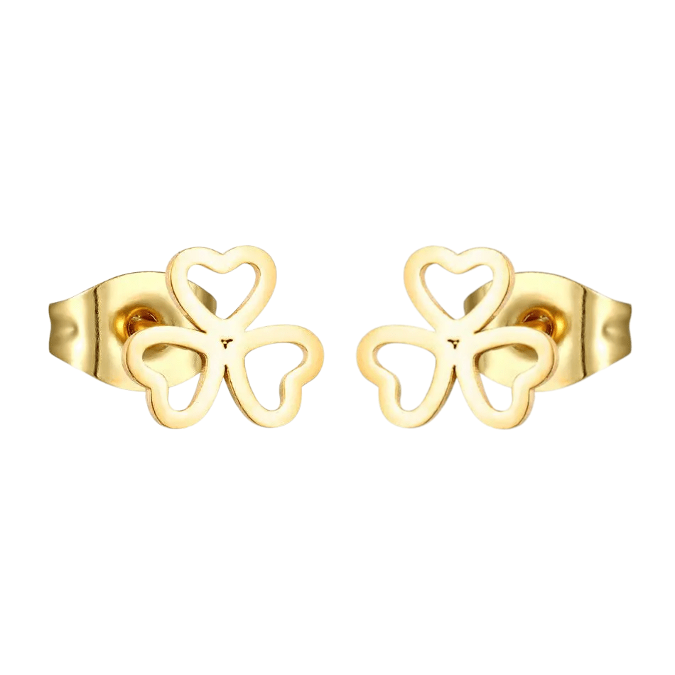 Goudkleurige klavertje drie oorstekers – 8mm - Aramat Jewels - Oorbellen - cadeautip