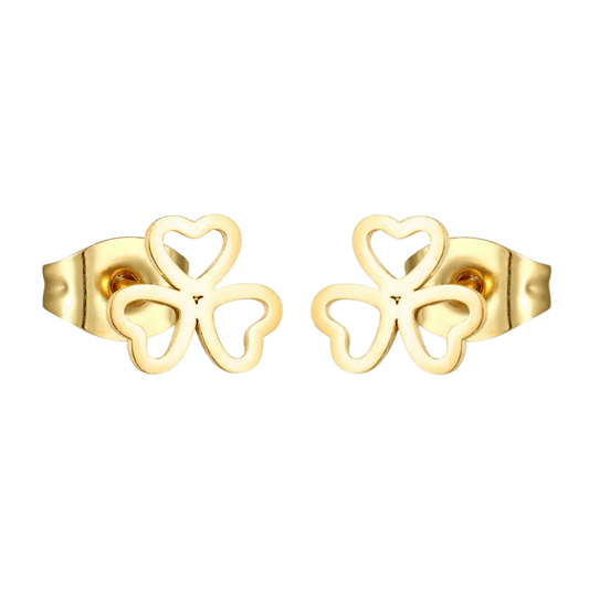 Goudkleurige klavertje drie oorstekers – 8mm - Aramat Jewels - Oorbellen - cadeautip