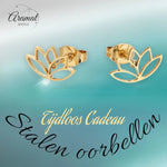 Gouden lotus oorbellen.