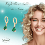 Goudkleurige Mini Oorringetjes Meisje – Groene Zirkonia – 10mm - oor6338 - 66129 - Oorringen kopen# - 10mm - alles - cadeau