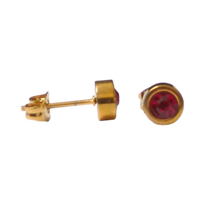 Goudkleurige oorbellen rood 6mm – Staal - oor2774 - XE71669 - Oorbellen kopen# - 6mm - alles - cadeau