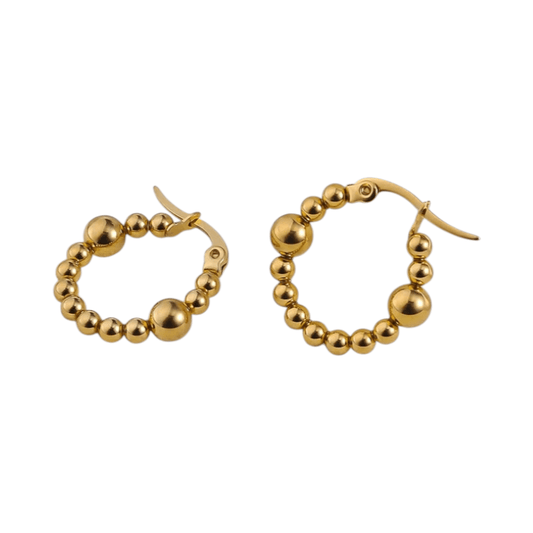 Goudkleurige Oorringen 21mm – Bolletjesmotief – Stainless Steel - oor6343 - 514387 - Oorringen kopen# - 21mm - alles - bolletjes