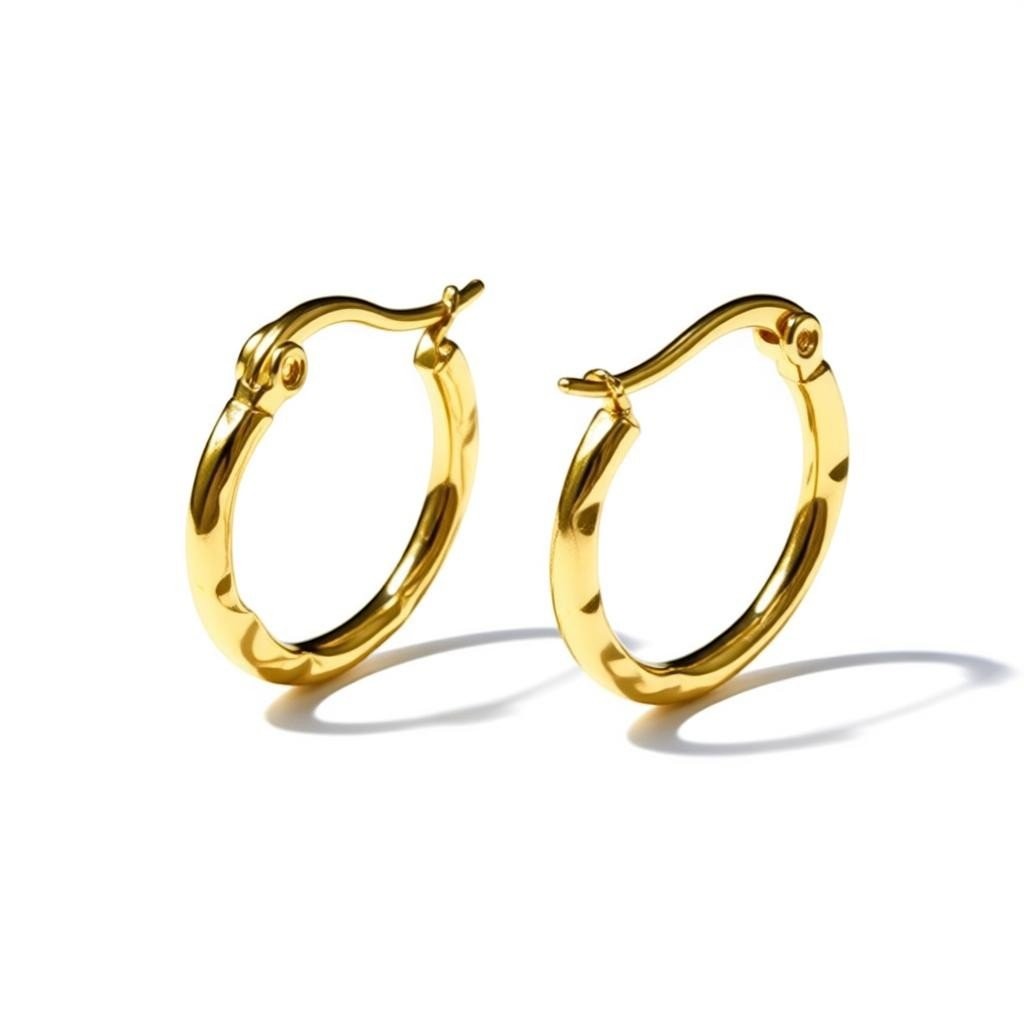 Goudkleurige Oorringen RVS met Fijn Streepmotief (20 mm) - Aramat Jewels - Oorringen - cadeautip