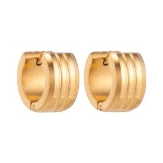 Goudkleurige Oorringen Uniseks - Twee Strepen - 13mm - oor5808 - Oorringen kopen# - 13mm - alles - cadeau