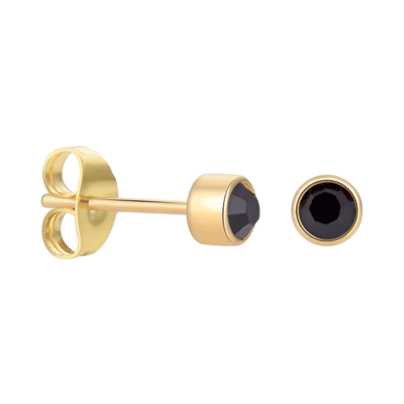 Goudkleurige Oorstekers 4mm - Zwart Kristal - oor1892 - XE58219 - Oorbellen kopen# - 4mm - alles - cadeau