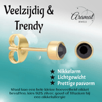 Goudkleurige Oorstekers 4mm - Zwart Kristal - oor1892 - XE58219 - Oorbellen kopen# - 4mm - alles - cadeau