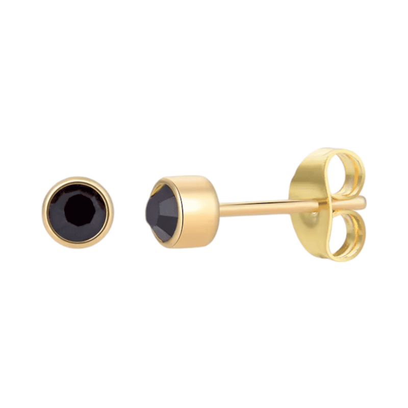 Goudkleurige Oorstekers 4mm - Zwart Kristal - oor1892 - XE58219 - Oorbellen kopen# - 4mm - alles - cadeau