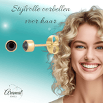 Goudkleurige Oorstekers 4mm - Zwart Kristal - oor1892 - XE58219 - Oorbellen kopen# - 4mm - alles - cadeau