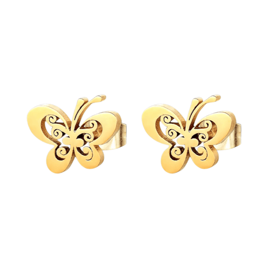 Goudkleurige open vlinder oorstekers 10x8 mm - Aramat Jewels - Oorbellen - cadeautip
