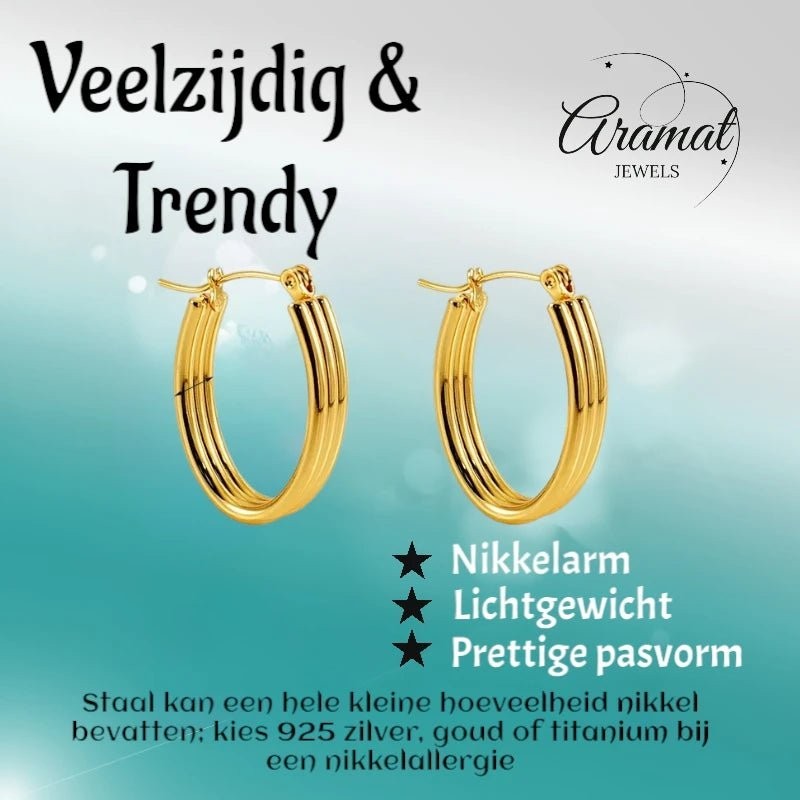 Goudkleurige Ovale Oorringen 26mm - oor6305 - 558996 - Oorringen kopen# - 18mm - alles - cadeau