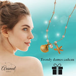 Goudkleurige parelketting met schelp & zeester – 40+5 cm - ket1182 - 599155 - Halskettingen kopen# - 40cm - alles - Bedelketting