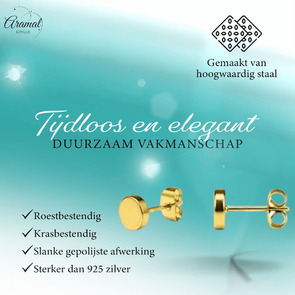 Goudkleurige Ronde Oorstekers RVS 4mm - Aramat Jewels - Oorbellen - cadeautip