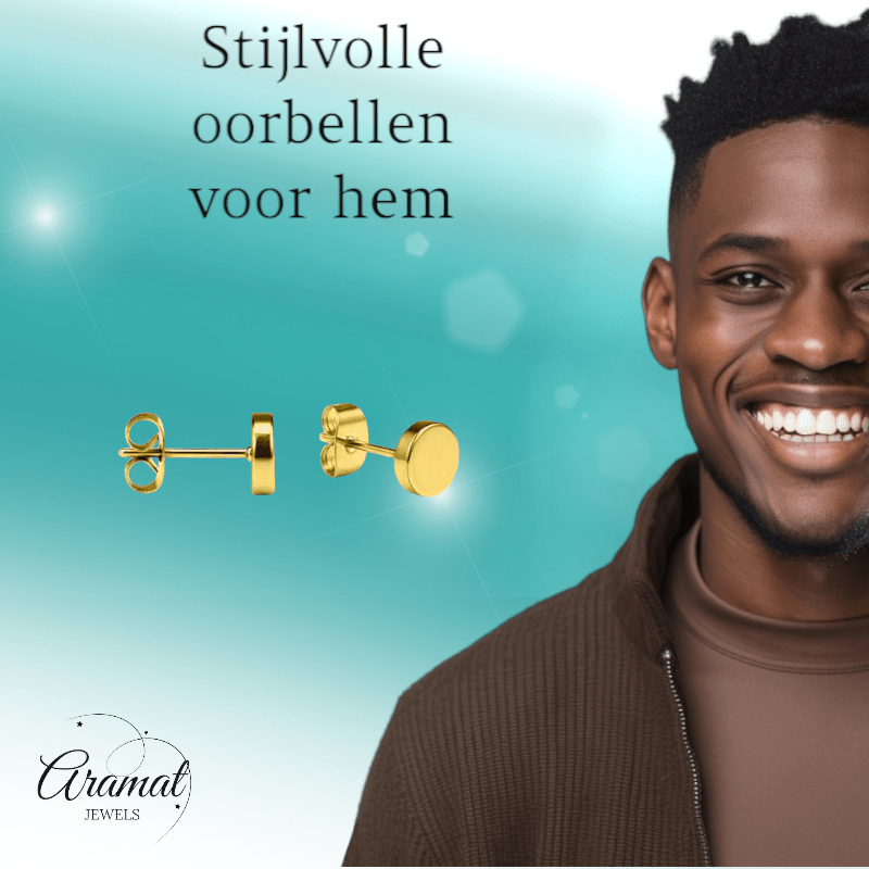 Goudkleurige Ronde Oorstekers RVS 5mm - Aramat Jewels - Oorbellen - cadeautip