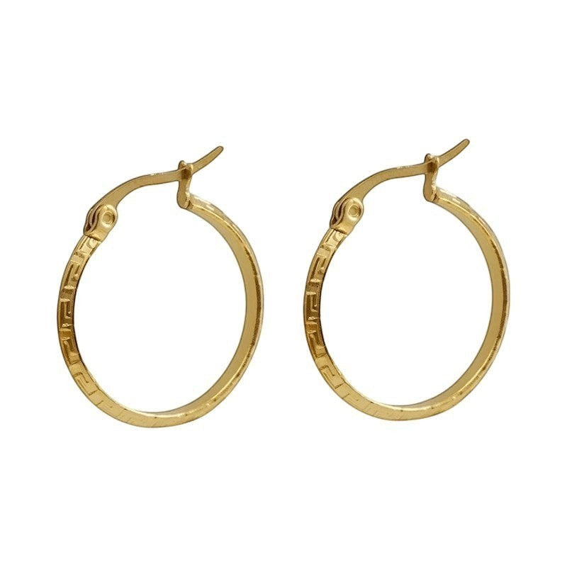 Goudkleurige RVS Oorringen 23mm met Grieks Motief – Versace Style - oor6360 - 1159 - Oorringen kopen# - 23mm - alles - cadeau