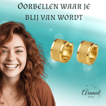 Goudkleurige RVS oorringetjes met sandblasted streep - oor5853 - Oorringen kopen# - 13mm - 7mm - alles