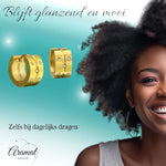 Goudkleurige RVS Oorringetjes - Met Zirkonia Steentjes - oor4110 - 34152 - Oorringen kopen