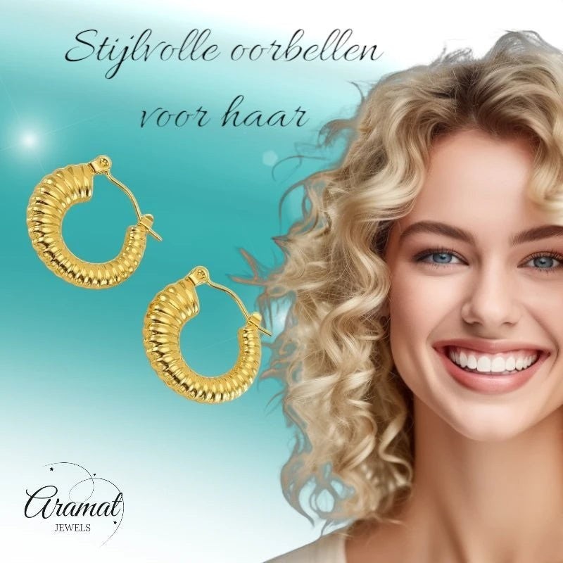 Goudkleurige Stainless Steel Oorringen 20mm - Creolen - oor6246 - 73452 - Oorringen kopen# - Goudkleur - 20mm - alles