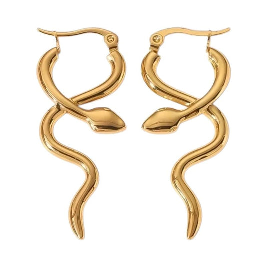 Goudkleurige stainless steel slangen oorringen glad– 42mm - oor6407 - 71106 - Oorringen kopen# - 45mm - alles - cadeau