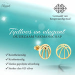 Goudkleurige Stalen Basketbal Oorbellen Rvs Goudkleur