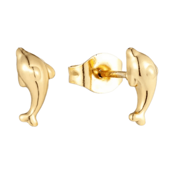 Goudkleurige Stalen Dolfijn Oorbellen 9x3mm