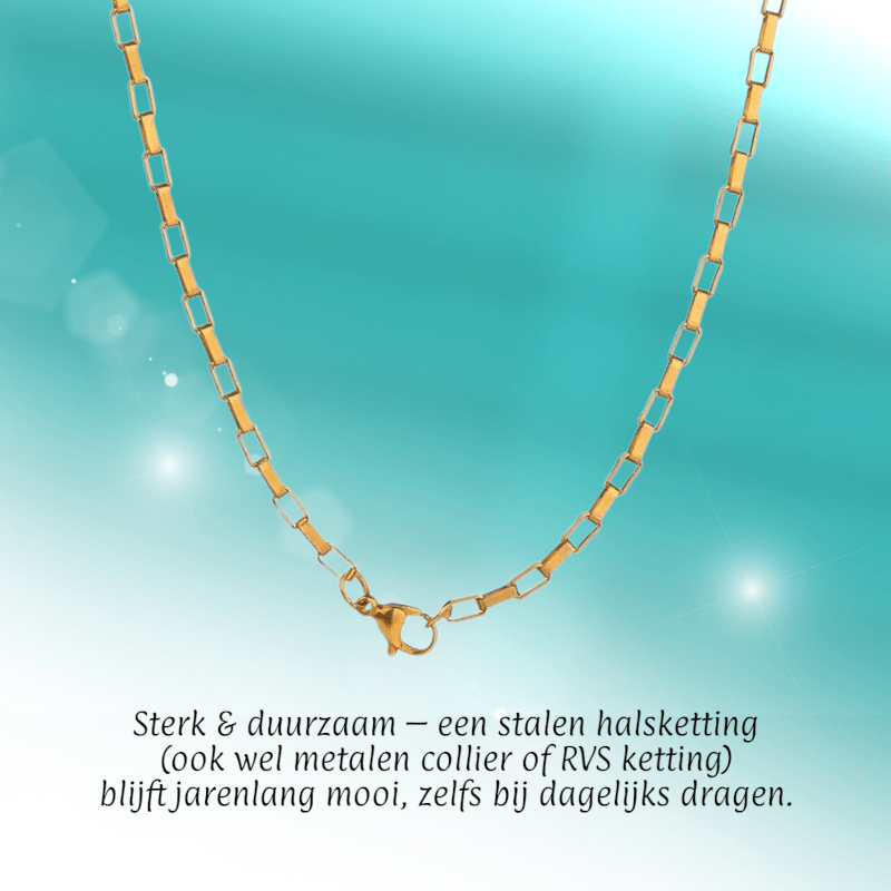 Goudkleurige Stalen Ketting rechthoekige schakel - Aramat Jewels - Halskettingen - cadeautip