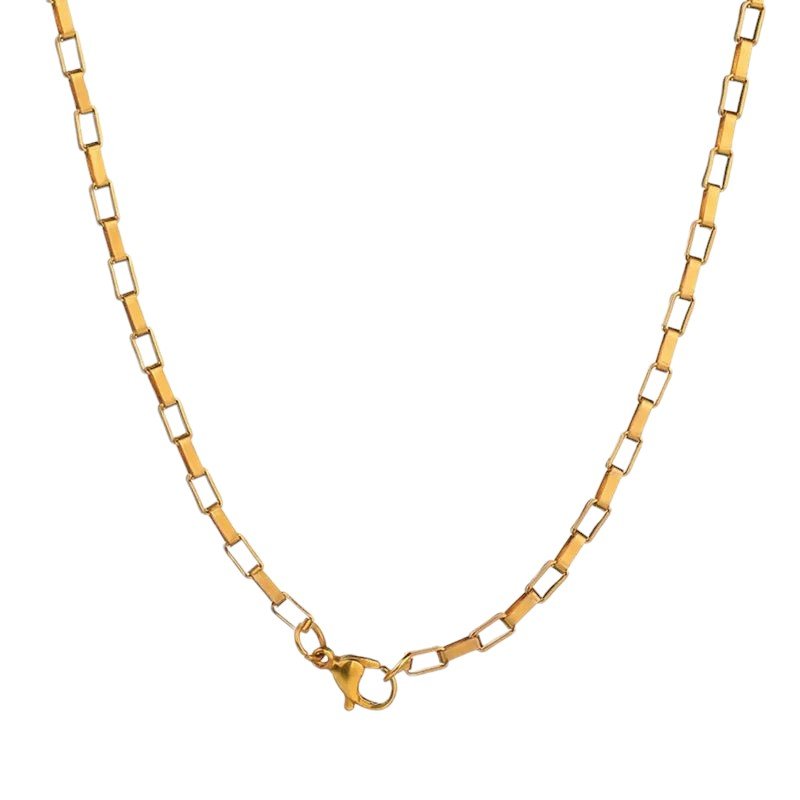 Goudkleurige Stalen Ketting rechthoekige schakel - Aramat Jewels - Halskettingen - cadeautip