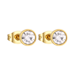 Goudkleurige Stalen Kristallen Oorbellen 6mm - oor1692 - xe58218 - Oorbellen kopen# - 6mm - alles - cadeau