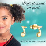 Gouden muzieknoot oorbellen.