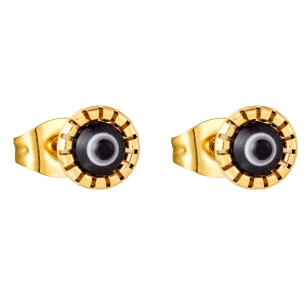 Goudkleurige Stalen Oorbellen Met Boze Oog Steen