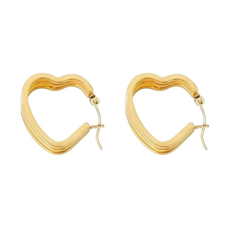 Goudkleurige Triple Hart Hoops 25mm - oor6303 - 827750 - Oorringen kopen# - 25mm - alles - cadeau