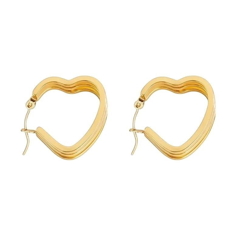 Goudkleurige Triple Hart Hoops 25mm - oor6303 - 827750 - Oorringen kopen# - 25mm - alles - cadeau