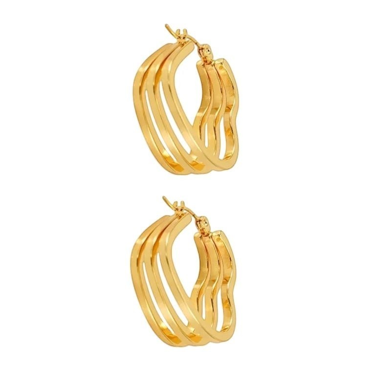 Goudkleurige Triple Hart Hoops 25mm - oor6303 - 827750 - Oorringen kopen# - 25mm - alles - cadeau