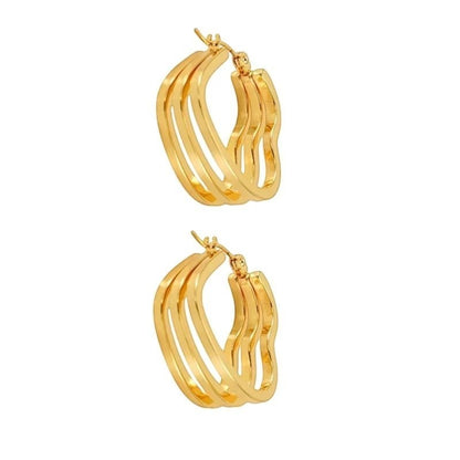 Goudkleurige Triple Hart Hoops 25mm - oor6303 - 827750 - Oorringen kopen# - 25mm - alles - cadeau