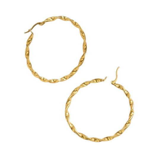 Goudkleurige twisted oorringen 30mm - oor6373 - Oorringen kopen# - 30mm - alles - cadeau
