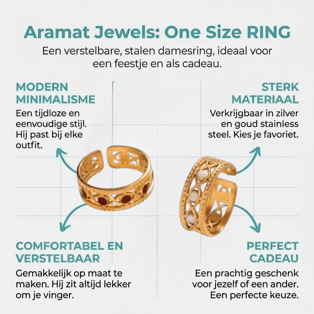 Goudkleurige Verstelbare RVS Ring met Emaille Boze Ogen - 7 mm - Aramat Jewels - Ringen - cadeautip
