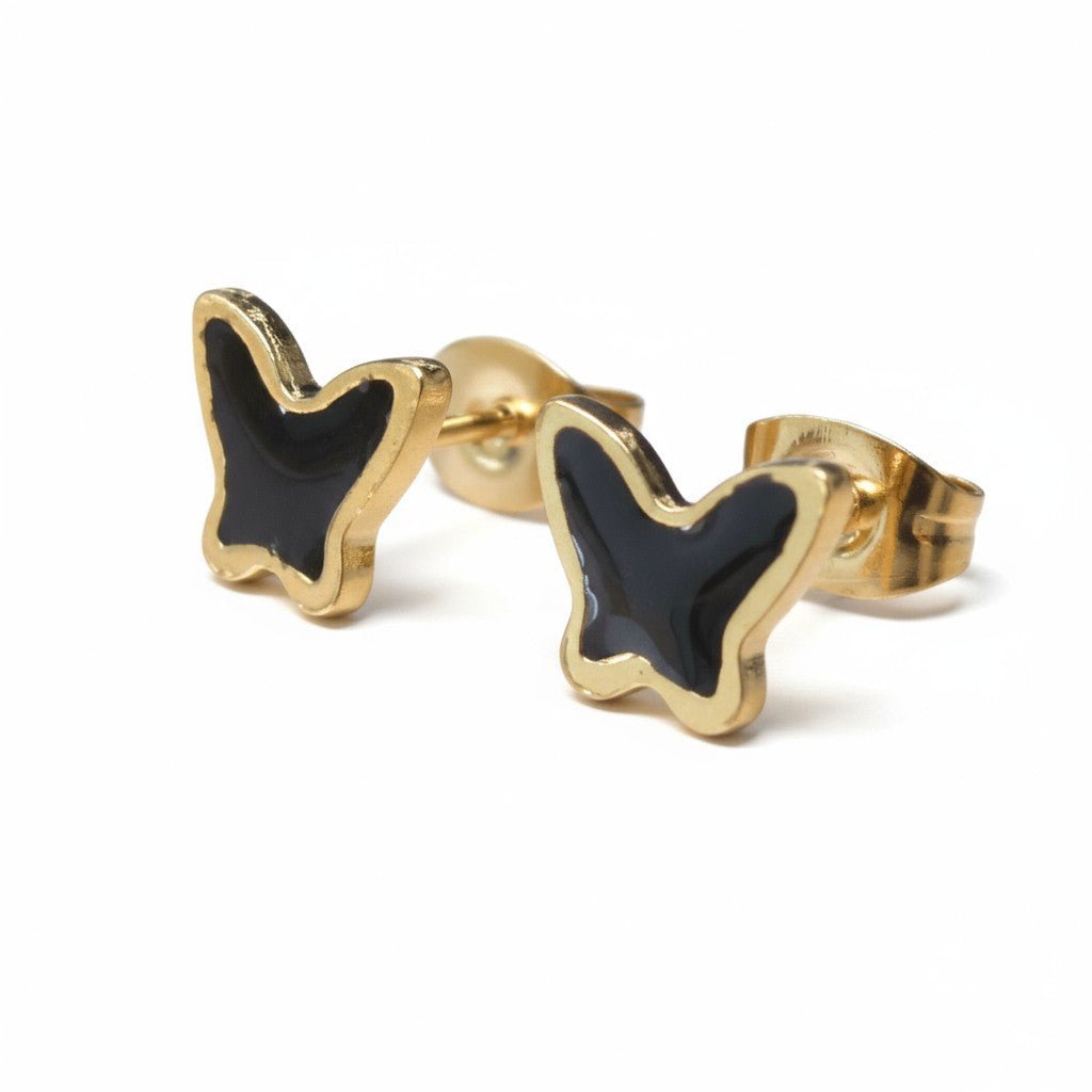 Goudkleurige Vlinder Oorbellen RVS en Emaille - Aramat Jewels - Oorbellen - cadeautip