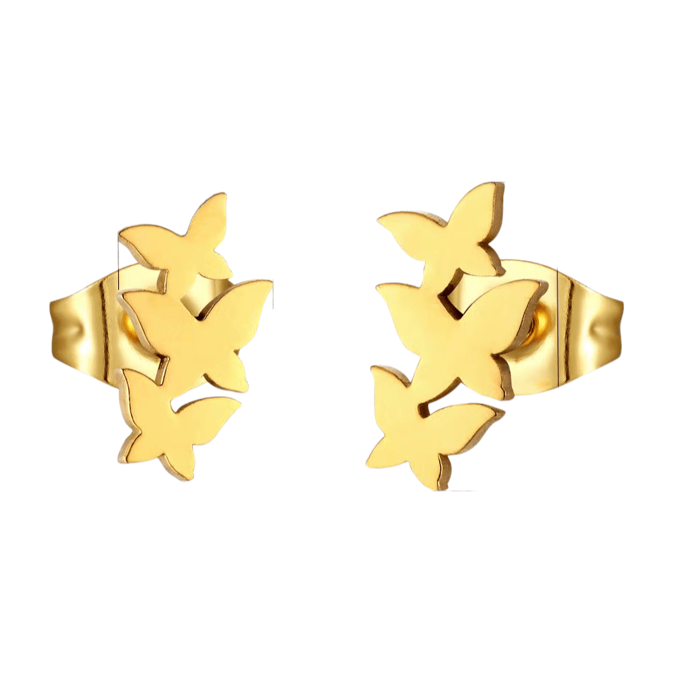 Goudkleurige vlinder oorstekers 10x6 mm - Aramat Jewels - Oorbellen - cadeautip