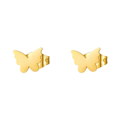 Goudkleurige vlinder oorstekers 11x8 mm - Aramat Jewels - Oorbellen - cadeautip