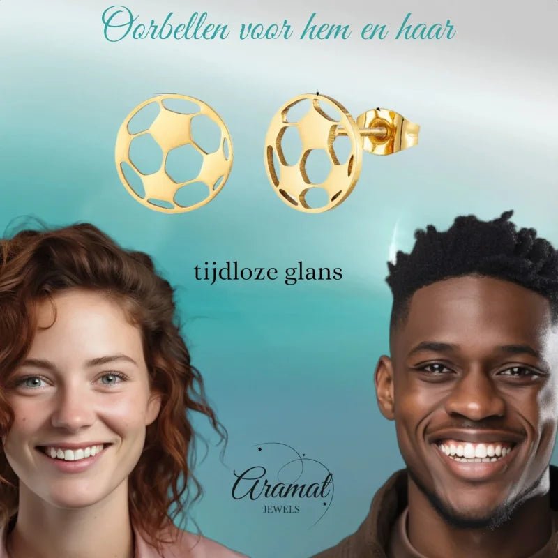 Gouden voetbal oorbellen.