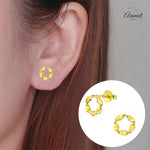 Goudkleurige zilveren gedraaide oorstekers - oor4751 - 38588 - Oorbellen kopen# - 7mm - 925 Zilver - alles