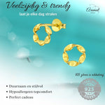 Goudkleurige zilveren gedraaide oorstekers - oor4751 - 38588 - Oorbellen kopen# - 7mm - 925 Zilver - alles