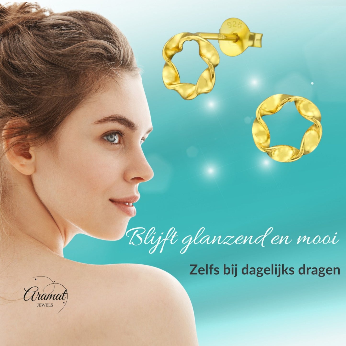 Boucles d'oreilles puces torsadées en argent doré