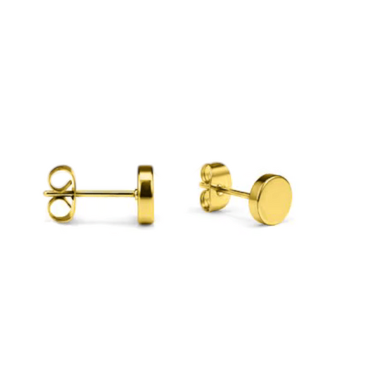 Gold-colored Round Ear Studs Stainless Steel 4mm