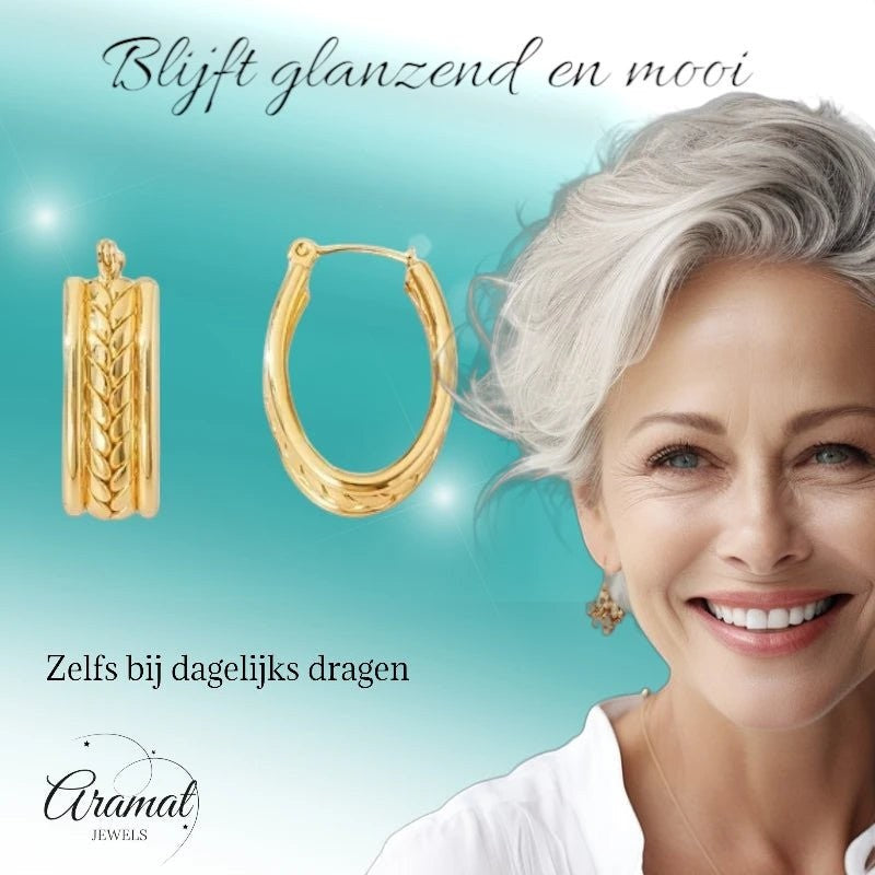 Gourmet Schakel Oorringen RVS Goudkleurig – 25x18mm – Ovaal - oor6326 - 657118 - Oorringen kopen# - 25mm - alles - cadeau