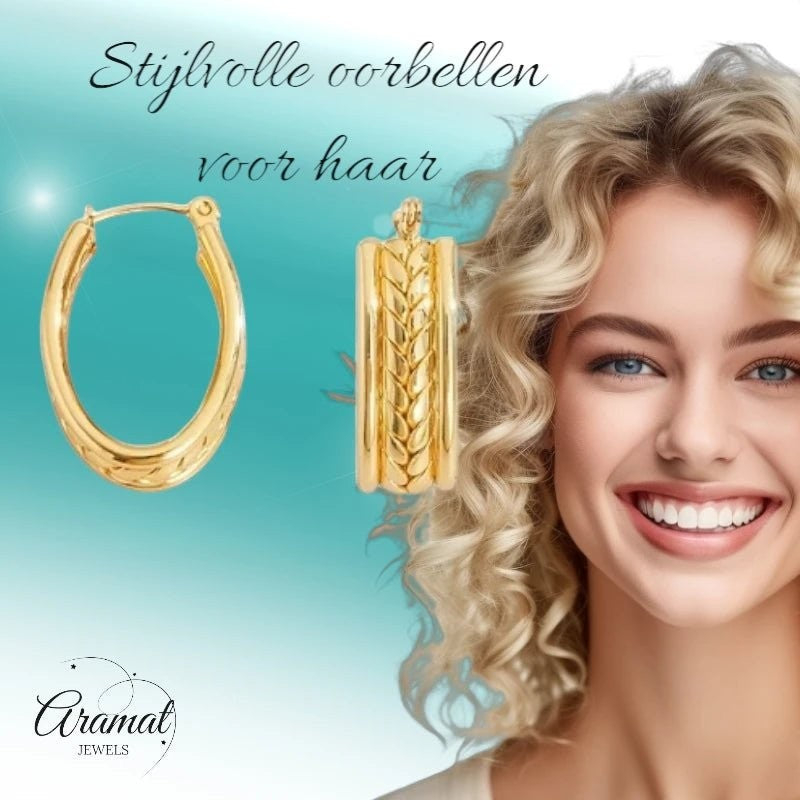 Gourmet Schakel Oorringen RVS Goudkleurig – 25x18mm – Ovaal - oor6326 - 657118 - Oorringen kopen# - 25mm - alles - cadeau