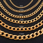 Glamoureuze Stalen Cuban Chain Ketting Met Gouden Plating