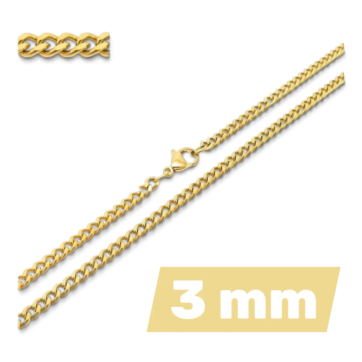 Goudkleurige Gourmet Ketting RVS 2mm 3mm 4mm 5mm 45cm t/m 75cm Unisex